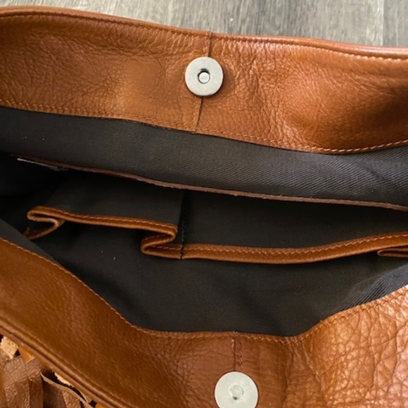 Garnet Hill Italian Leather Fringed Shoulder Bag - Picture 9 of 13